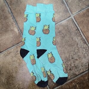 Tropical Pineapple Socks - Teal and Black
